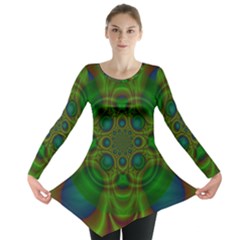 Abstract Background Design Green Long Sleeve Tunic 