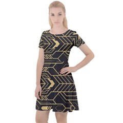 Abstract Art Deco Seamless Pattern Vector Cap Sleeve Velour Dress 