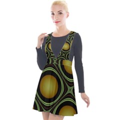 Abstract Background Design Plunge Pinafore Velour Dress