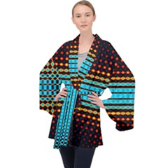 Signal Background Pattern Light Velvet Kimono Robe