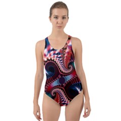 Abstract Fractal Artwork Colorful Art Cut-out Back One Piece Swimsuit by Sudhe