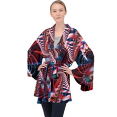 Abstract Fractal Artwork Colorful Art Velvet Kimono Robe