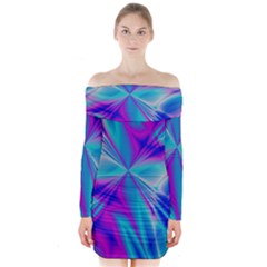 Background Design Pattern Colorful Long Sleeve Off Shoulder Dress