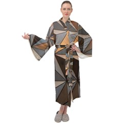 3d Abstract  Pattern Maxi Tie Front Velour Kimono by Sudhe