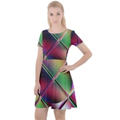 Fractal Artwork Abstract Background Cap Sleeve Velour Dress 