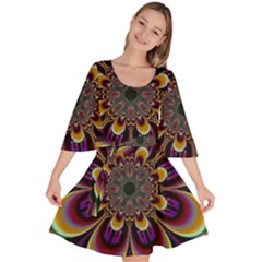 Abstract Flower Artwork Art Velour Kimono Dress