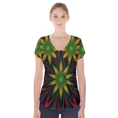 Fractal Artwork Idea Allegory Art Short Sleeve Front Detail Top by Sudhe