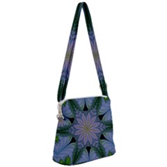Abstract Flower Artwork Art Green Zipper Messenger Bag by Sudhe