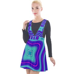 Abstract Artwork Fractal Background Blue Plunge Pinafore Velour Dress