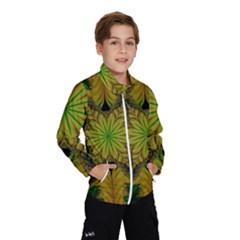 Abstract Flower Artwork Art Green Yellow Kids  Windbreaker