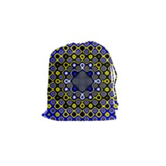Digital Art Background Yellow Blue Drawstring Pouch (small) by Sudhe