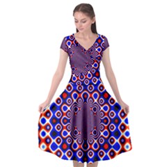 Digital Art Background Red Blue Cap Sleeve Wrap Front Dress by Sudhe