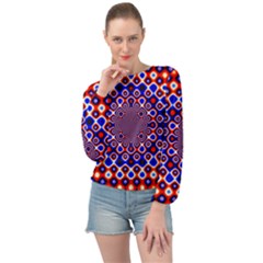 Digital Art Background Red Blue Banded Bottom Chiffon Top by Sudhe