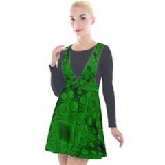 Background Texture Design Geometric Green Black Plunge Pinafore Velour Dress