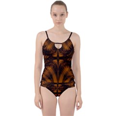 Background Pattern Yellow Gold Black Cut Out Top Tankini Set by Sudhe