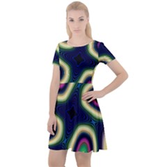 Abstract Artwork Fractal Background Art Pattern Cap Sleeve Velour Dress 