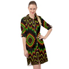 Fractal Artwork Idea Allegory Abstract Long Sleeve Mini Shirt Dress by Sudhe