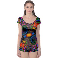 Abstract Fractal Artwork Colorful Boyleg Leotard  by Sudhe