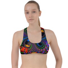 Abstract Fractal Artwork Colorful Criss Cross Racerback Sports Bra by Sudhe