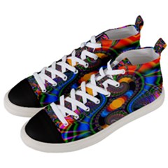 Abstract Fractal Artwork Colorful Men s Mid-top Canvas Sneakers by Sudhe