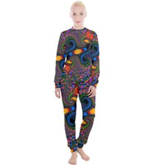 Abstract Fractal Artwork Colorful Women s Lounge Set by Sudhe