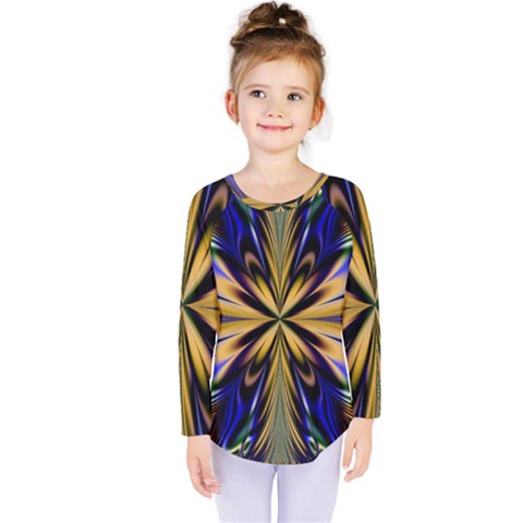 Artwork Fractal Allegory Art Kids  Long Sleeve Tee by Sudhe