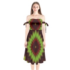 Fractal Artwork Idea Allegory Geometry Shoulder Tie Bardot Midi Dress