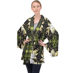 Abstract Fractal Pattern Artwork Velvet Kimono Robe by Sudhe
