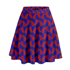 Background Texture Design Geometric Red Blue High Waist Skirt by Sudhe