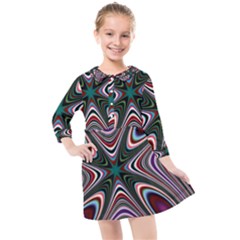 Abstract Artwork Fractal Background Kids  Quarter Sleeve Shirt Dress