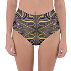 Abstract Art Fractal Unique Pattern Reversible High-Waist Bikini Bottoms