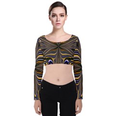 Abstract Art Fractal Unique Pattern Velvet Long Sleeve Crop Top