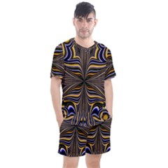 Abstract Art Fractal Unique Pattern Men s Mesh Tee and Shorts Set
