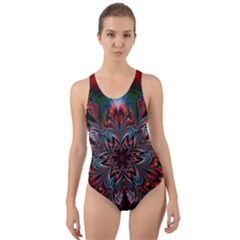 Abstract Flower Artwork Art Cut-out Back One Piece Swimsuit by Sudhe