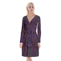 Abstract Abstract Art Fractal Long Sleeve Velvet Front Wrap Dress by Sudhe