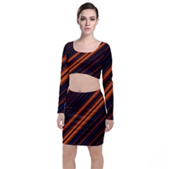 Background Pattern Lines Top And Skirt Sets by Sudhe