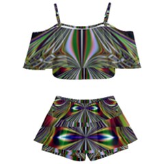 Abstract Art Fractal Pattern Kids  Off Shoulder Skirt Bikini by Sudhe