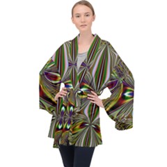 Abstract Art Fractal Pattern Velvet Kimono Robe