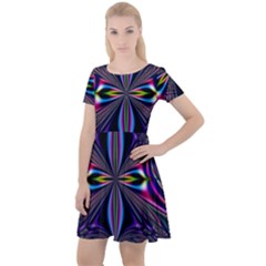 Abstract Art Fractal Fulcolor Cap Sleeve Velour Dress 