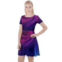 Abstract Pattern Art Cap Sleeve Velour Dress 
