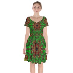 Abstract Fractal Pattern Artwork Pattern Short Sleeve Bardot Dress by Sudhe