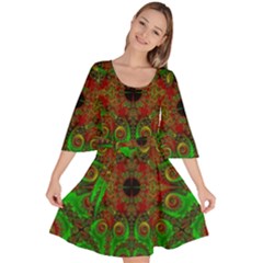 Abstract Fractal Pattern Artwork Pattern Velour Kimono Dress