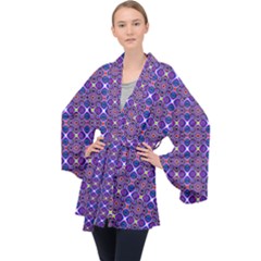 Background Pattern Geometrical Velvet Kimono Robe
