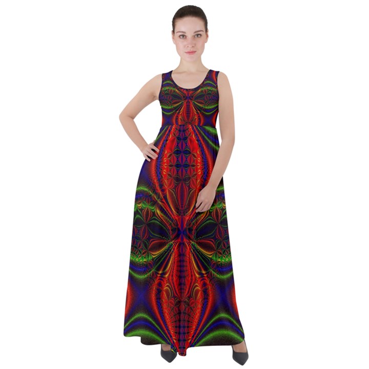 Abstract Art Fractal Empire Waist Velour Maxi Dress