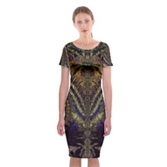 Abstract Fractal Pattern Artwork Classic Short Sleeve Midi Dress