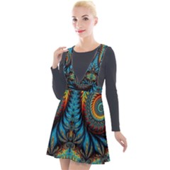 Abstract Art Fractal Creative Plunge Pinafore Velour Dress