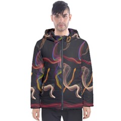 Abstract Smoke                      Men s Hooded Puffer Jacket by LalyLauraFLM