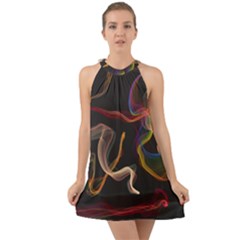 Abstract Smoke                         Halter Tie Back Chiffon Dress