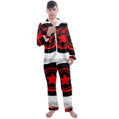 Star Black Red Button  Men s Satin Pajamas Long Pants Set by Pakrebo