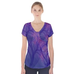 Art Fractal Artwork Creative Short Sleeve Front Detail Top by Pakrebo